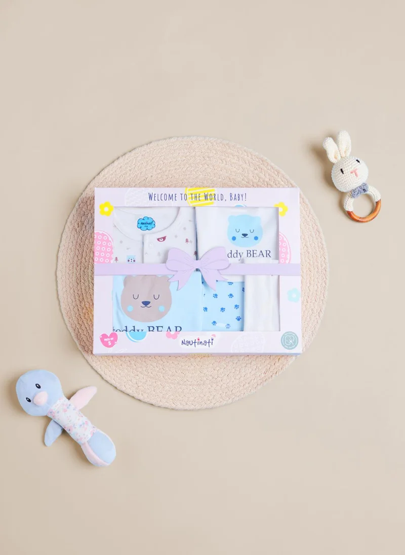 نوتيناتي طقم هدايا للأطفال حديثي الولادة مكون من  قطع بطبعات دببة قطنية %